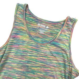 Reel Legends Small Performance Ruched Sides Multi Colored Stripes‎ Tank